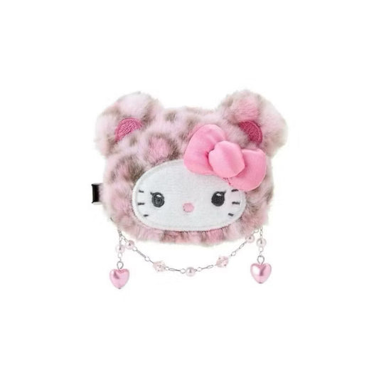 Sanrio Original Face-shaped Plush Hair Clip : Leopard Bear