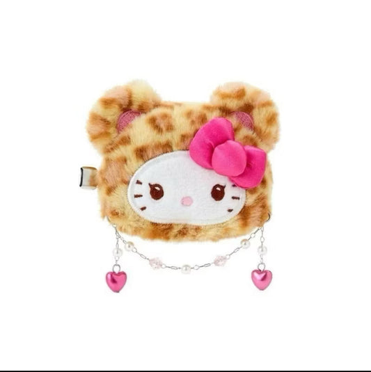 Sanrio Original Face-shaped Plush Hair Clip : Leopard Bear